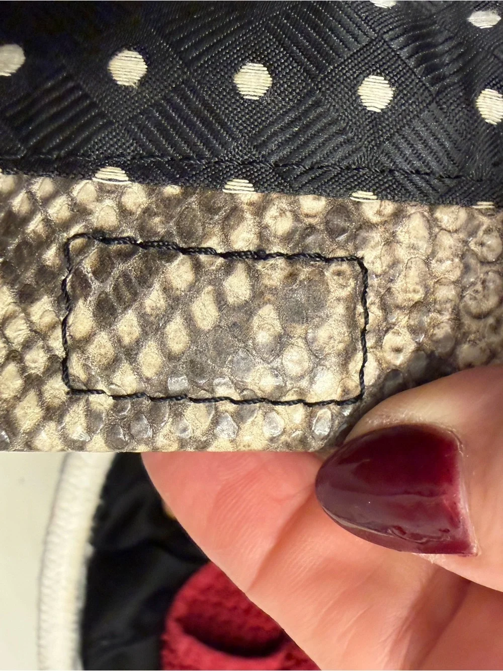 Furla Black Patent Tote with Snakeskin-Accent Trim